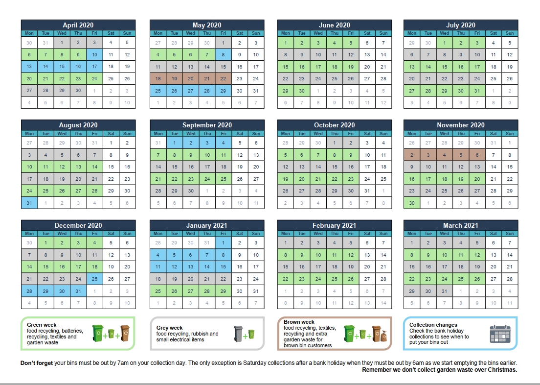 Waste collections calendar - South Oxfordshire District Council